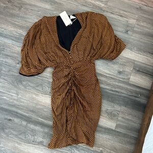 NWT Azulu Calima dress golden squares ruffle hem size small